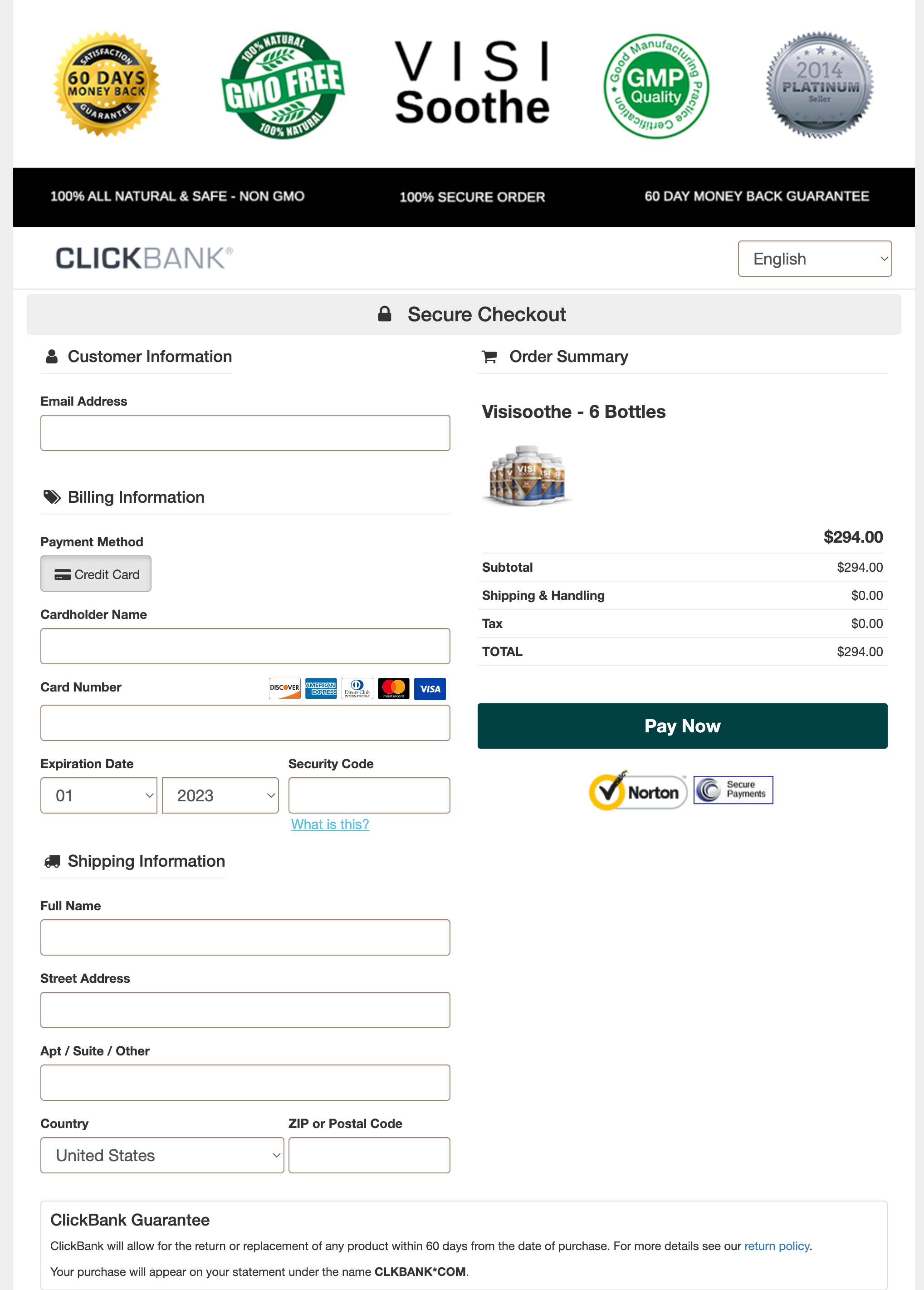 VisiSoothe - Order Page